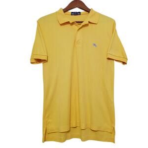 Vintage 80s Steeplechase Mens Polo T Shirt Yellow Embroidered Made in Korea SZ L